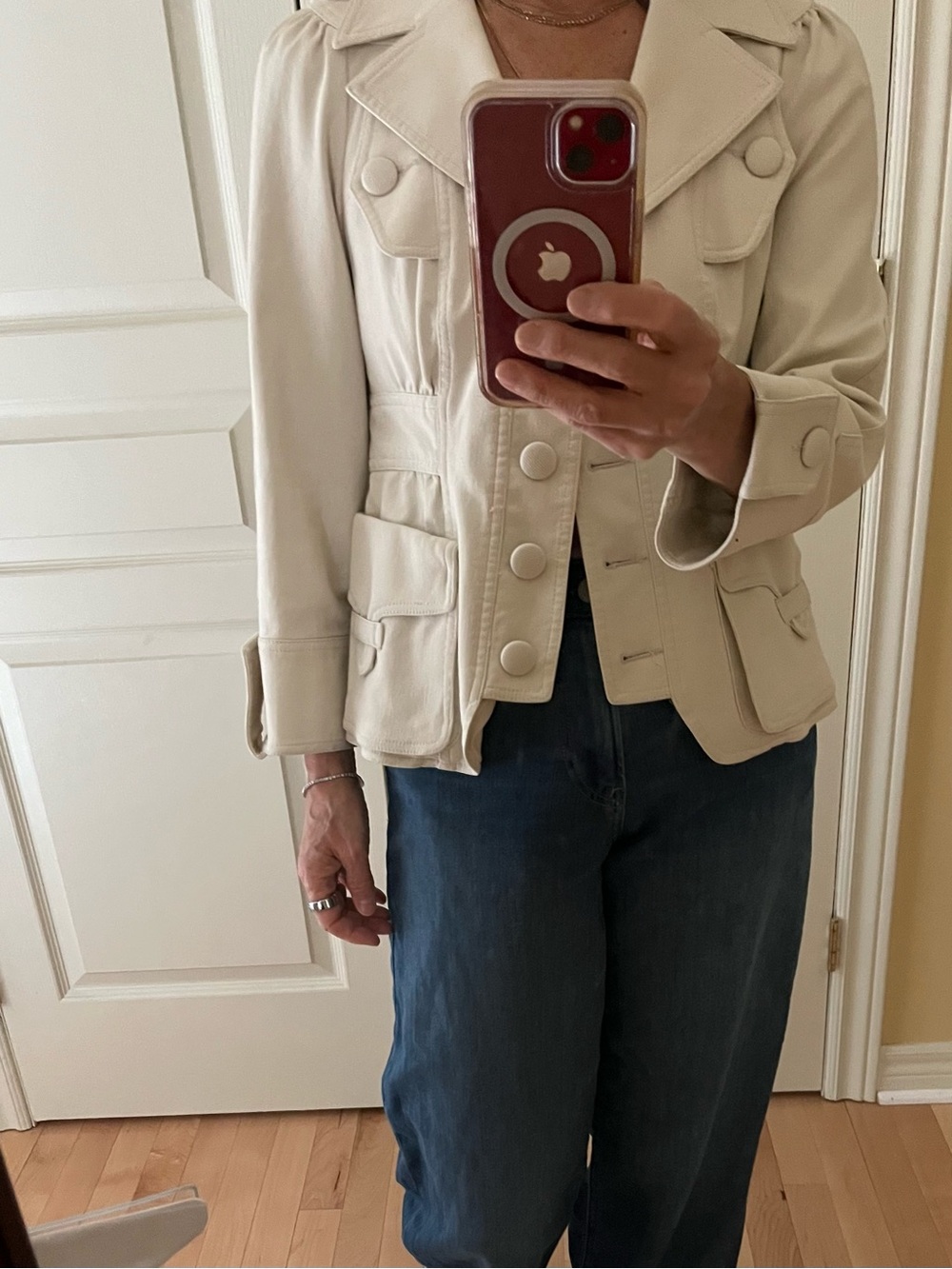 Nanette Lepore Cream Button-Front Utility Blazer